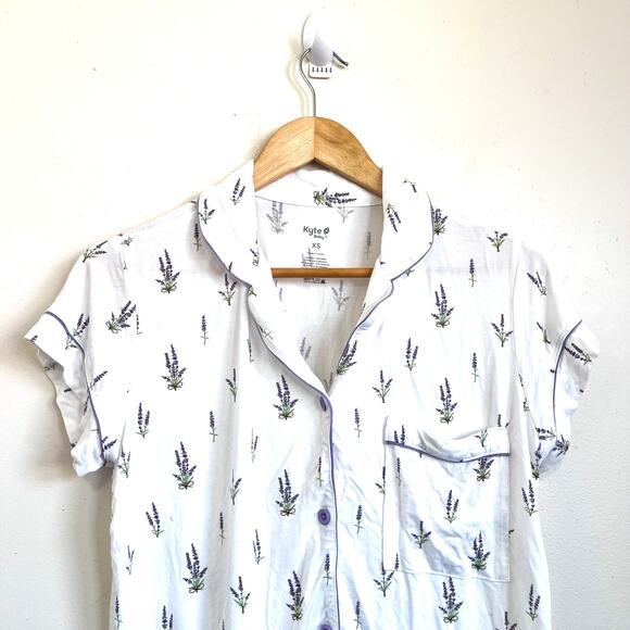 Kyte Baby Lavender Womens Shorts Pajama Set Size XS White Purple Bamboo Cozy - Picture 4 of 10